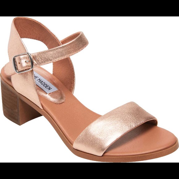Steve Madden Shoes - Steve Madden April Block Heel Rose Gold
